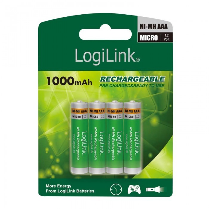 Επαναφορτιζόμενες Μπαταρίες Logilink NiMH AAA 1000mAh LR03RB4