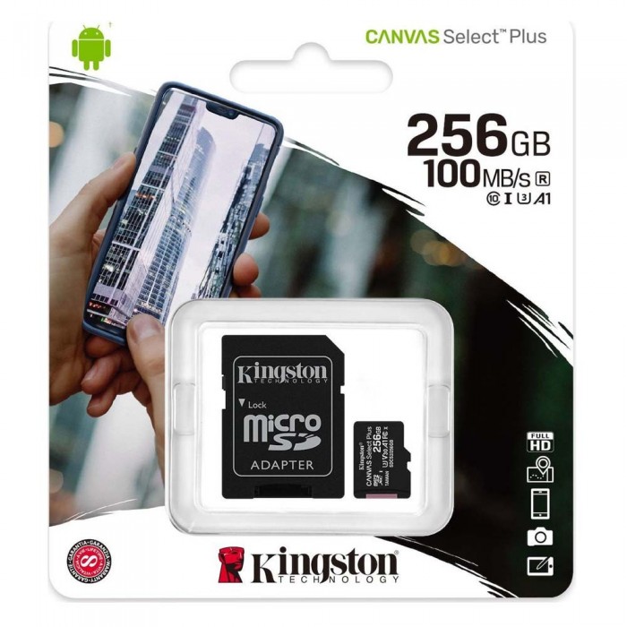 Κάρτα Μνήμης Kingston MicroSDXC Class 10 Canvas Select Plus 100R A1 256GB + SD Adapter SDCS2/256GB