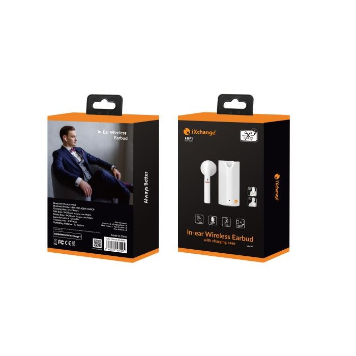 Ασύρματα Ακουστικά Bluetooth με Θήκη Φόρτισης iXchange UA-30 Λευκό