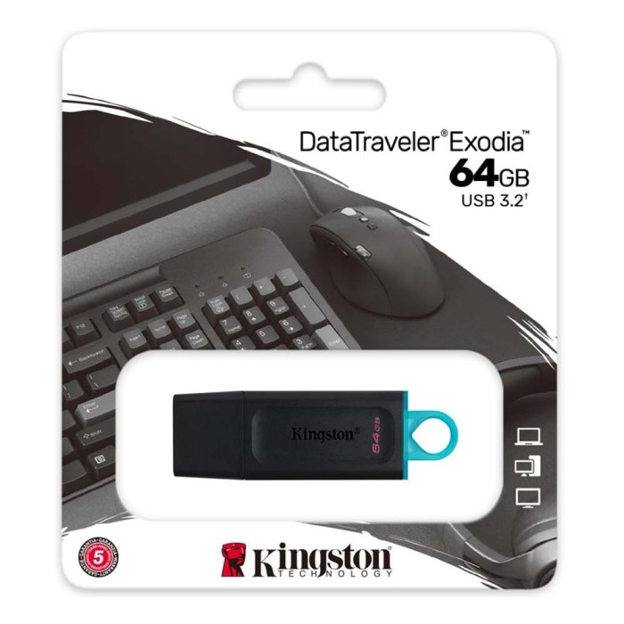 Kingston DataTraveler Exodia 64GB USB 3.2 Μαύρο DTX/64GB