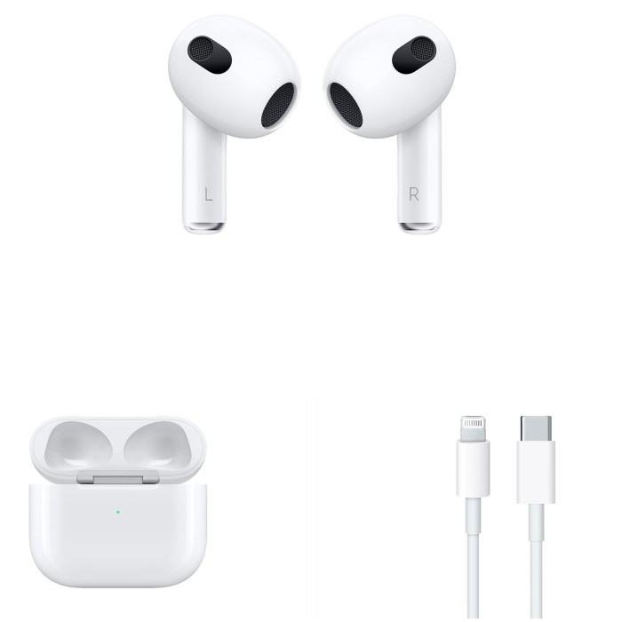 Ασύρματα Ακουστικά Bluetooth Apple AirPods 3rd Generation με θήκη φόρτισης Lighting Charge Λευκό MPNY3ZM/A